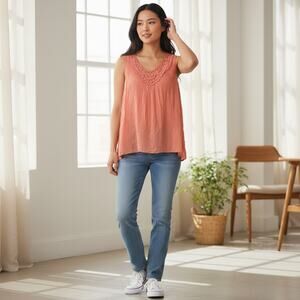 Carla Conti Tank Top Womens Small Made in Italy Peach Fairy Romcom Cottage Core